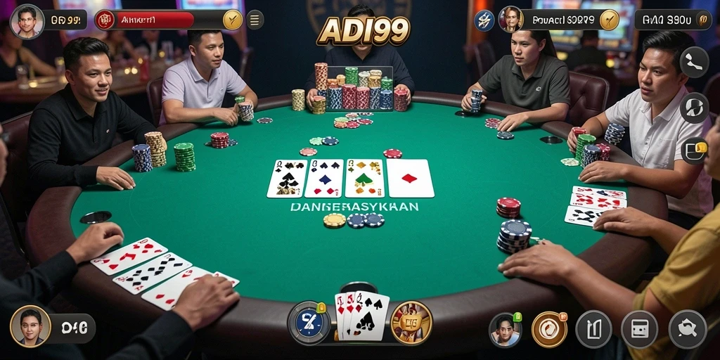 Tampilan permainan Poker seru di ADI99 dengan grafis menarik.