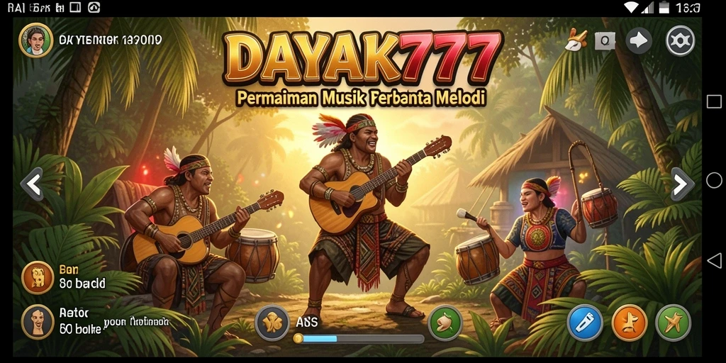 Screenshot utama DAYAK777 menampilkan keseruan gameplay musik.