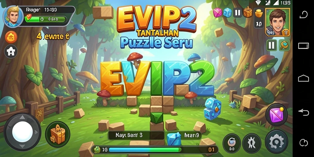 Tangkapan layar utama EVIP2 menunjukkan gameplay puzzle yang menarik dan menantang.