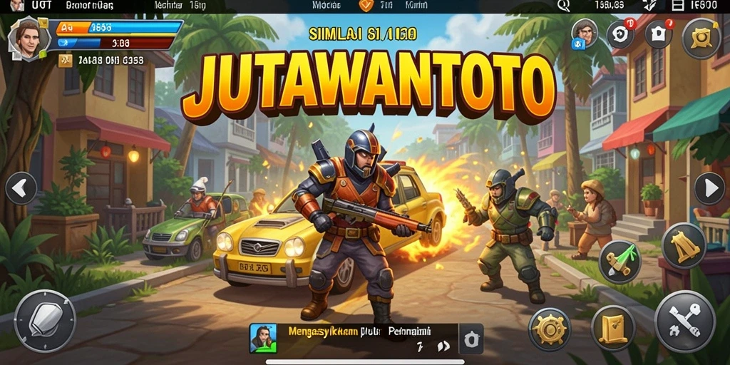 Tampilan gameplay menarik dalam JUTAWANTOTO dengan suasana kasino.