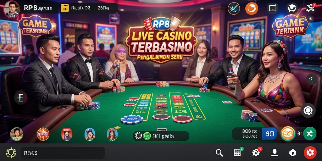 Gameplay RP8 yang menarik dengan dealer langsung dan interaksi sosial.