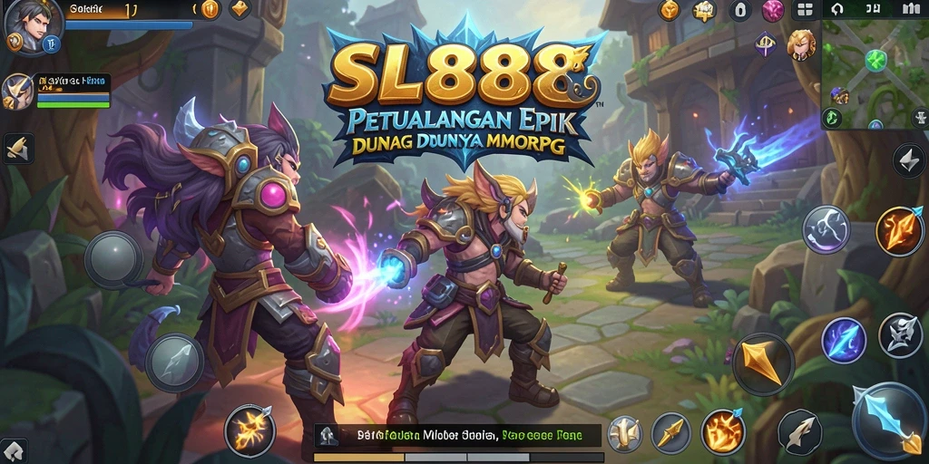 Tangkapan layar dari gameplay SL888 yang menampilkan pertempuran seru dalam MMORPG.
