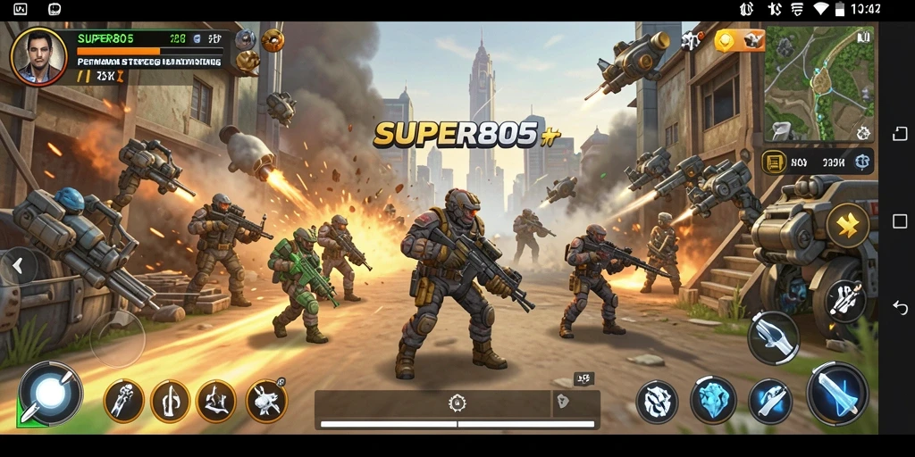 Tampilan gameplay SUPER805 yang menegangkan dan strategis.